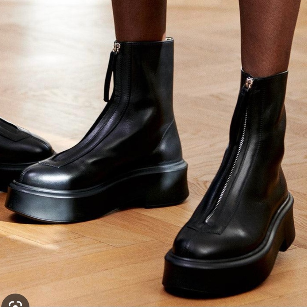 The Row Zipped Boots in Black Leather